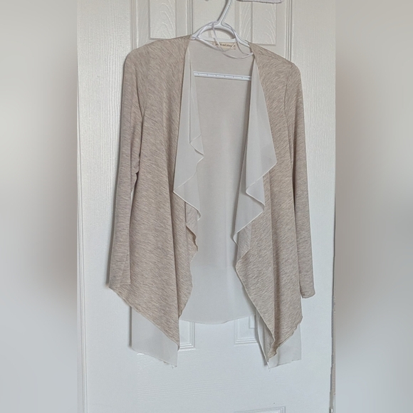 NWOT Pebble&Stone Lightweight Open-Front Cardigan/Jacket/Sweater W/ Sheer Panels - Picture 1 of 12